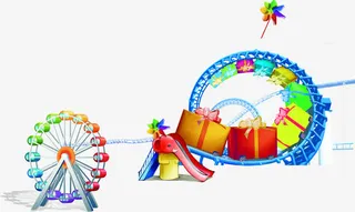 彩色游乐园礼盒素材免抠