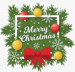 松树枝圣诞标题框免抠手绘/卡通卡通元素
