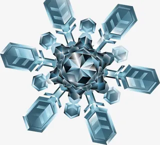 蓝色闪耀冰晶雪花免抠