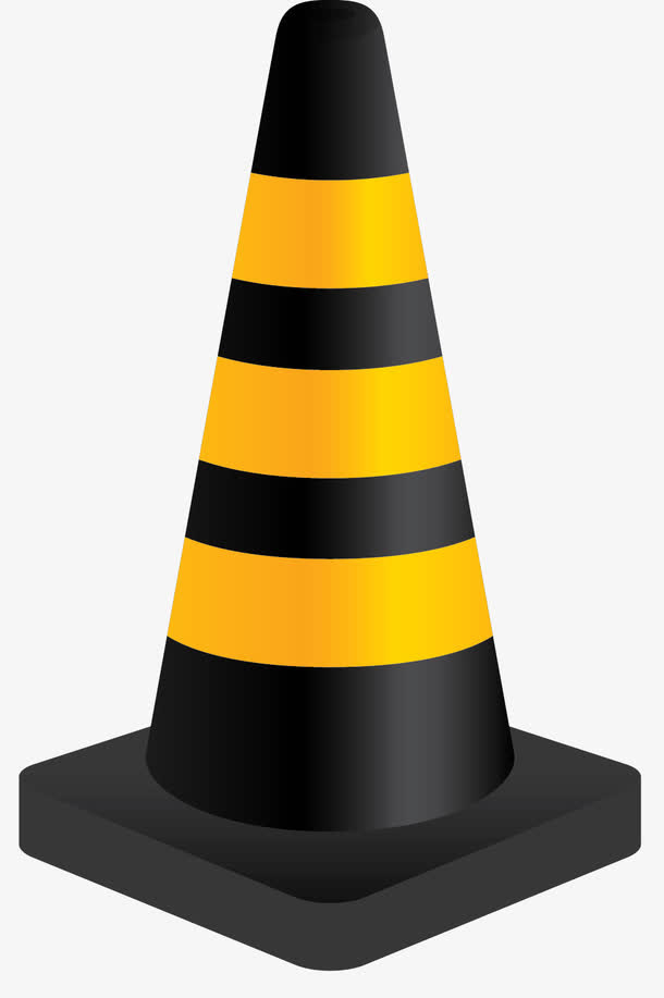 黑黄色卡通矢量路障免抠