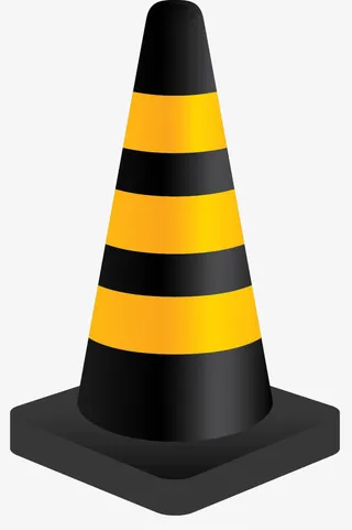 黑黄色卡通矢量路障免抠