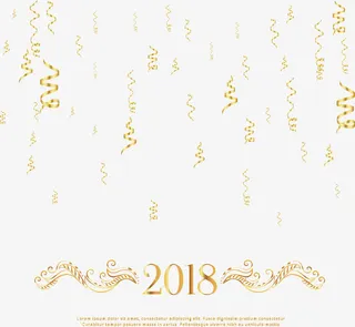 金色螺旋彩带海报免抠