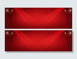 红色窗帘灯光banner