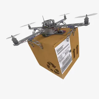 无人机派送快递免抠