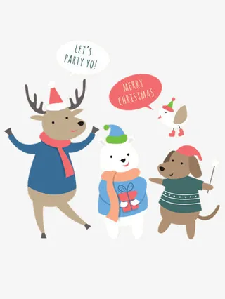 圣诞卡通动物免抠