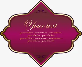 手绘紫色底纹金色字母边框免抠