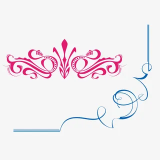 一种红色和一种蓝色欧式花纹免抠