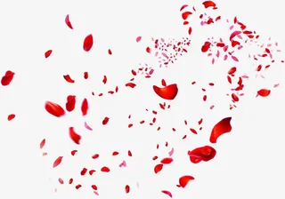 红色散落玫瑰花瓣免抠