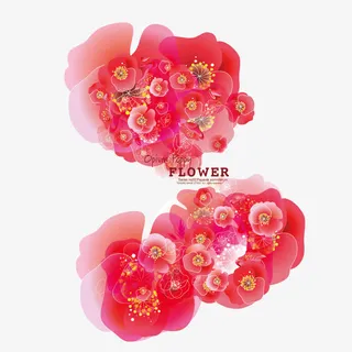 手绘红色花纹素材免抠