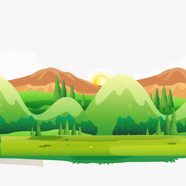 矢量绿色大山免抠
