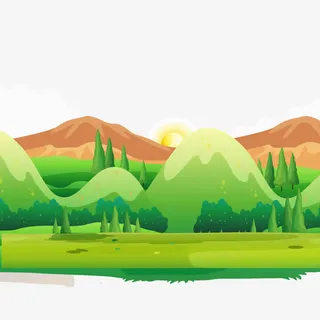 矢量绿色大山免抠