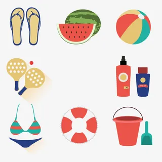 矢量图海滩装备免抠