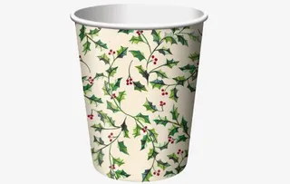 树叶花纹一次性纸杯免抠