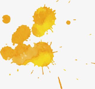 黄色水彩泼墨效果免抠