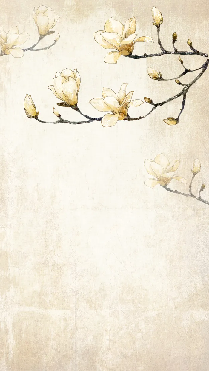 中国风玉兰花枝质感古典H5背景素材高清