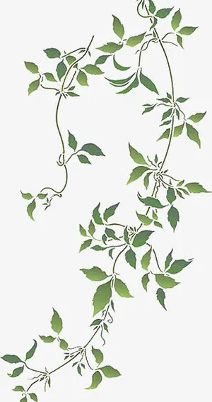 手绘春天绿色藤免抠漂浮叶子元素