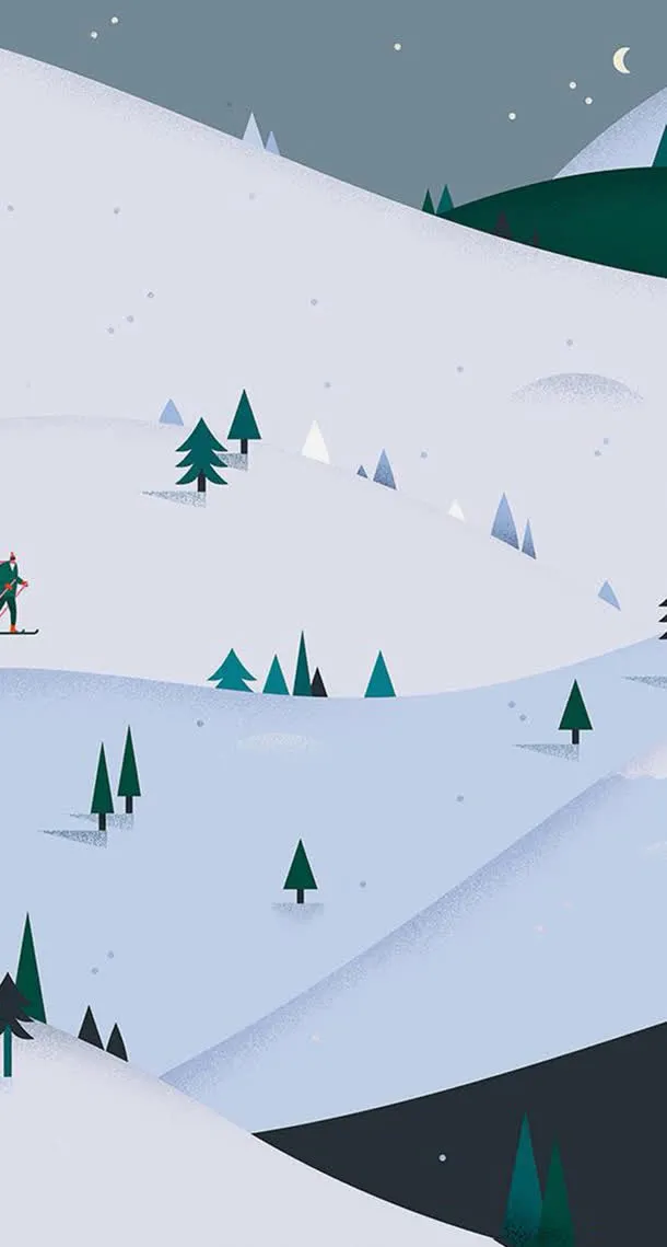 夜晚雪地壁纸设计免抠