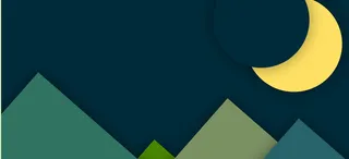 手绘三角绿山月亮背景高清