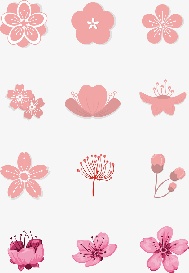 桃花樱花矢量素材免抠