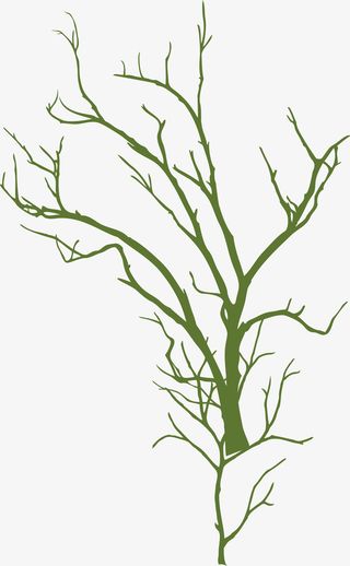 矢量手绘绿色树枝免抠