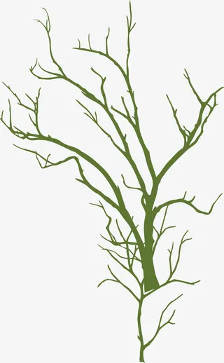 矢量手绘绿色树枝免抠