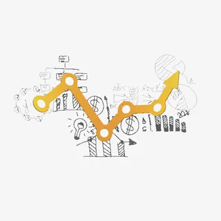装饰数学箭头黄色函数曲线免抠