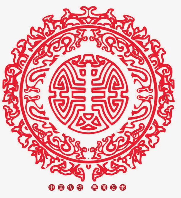 红色剪纸艺术免抠