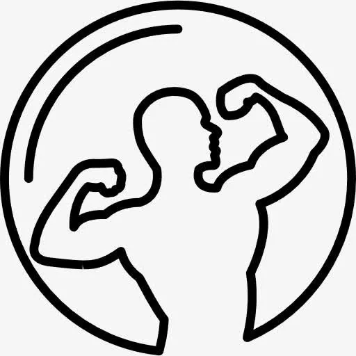 肌肉发达的男性躯干轮廓内圆图标免抠