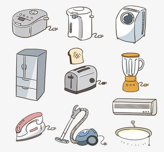 卡通插画家电集合免抠