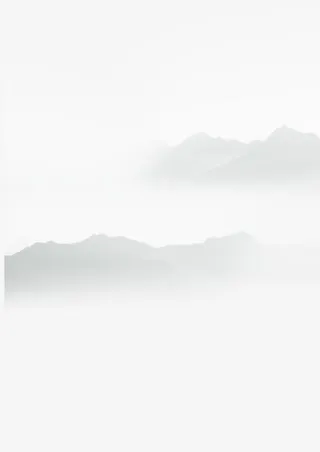 灰色中国风高山边框纹理免抠