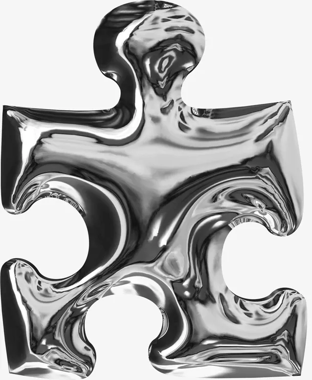 蒸汽波 酸性 拼图 银色 金属 拉丝免抠