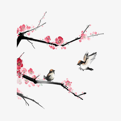 手绘飞行的白色小鸟免抠