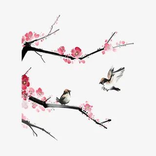 手绘飞行的白色小鸟免抠