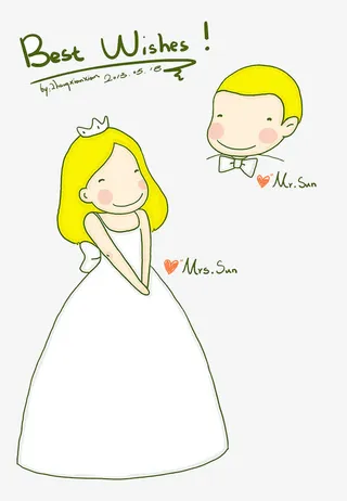 简笔画新郎新娘免抠