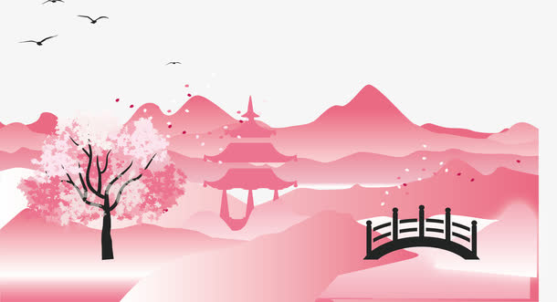 富士山樱花免抠