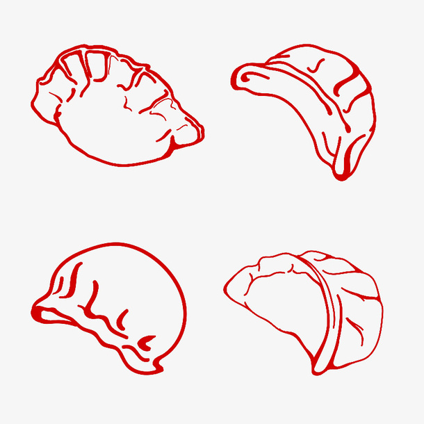 卡通手绘冬至饺子食物简笔画免抠