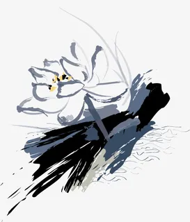 中国风写意水墨荷花素材免抠