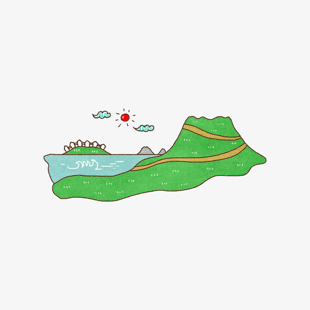 手绘山水画免抠