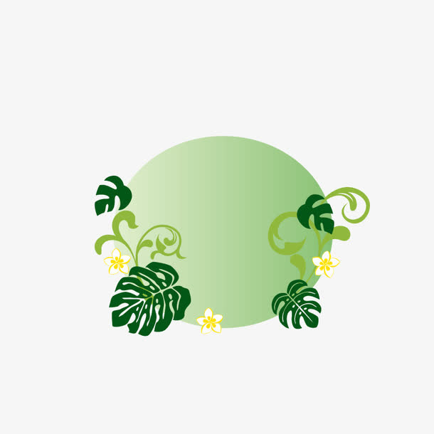 绿色底纹花朵免抠