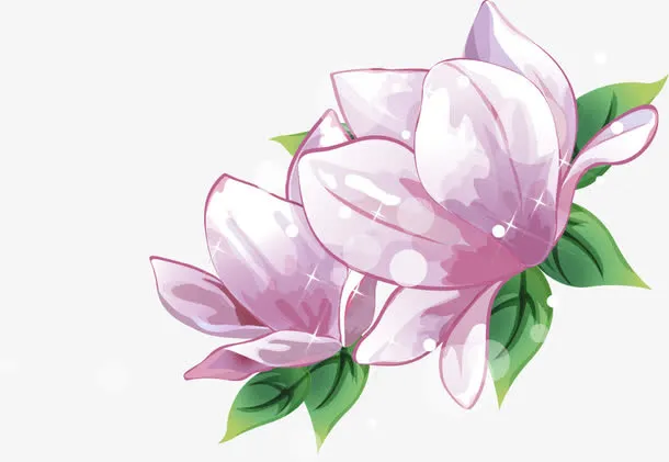 紫色手绘荷花免抠