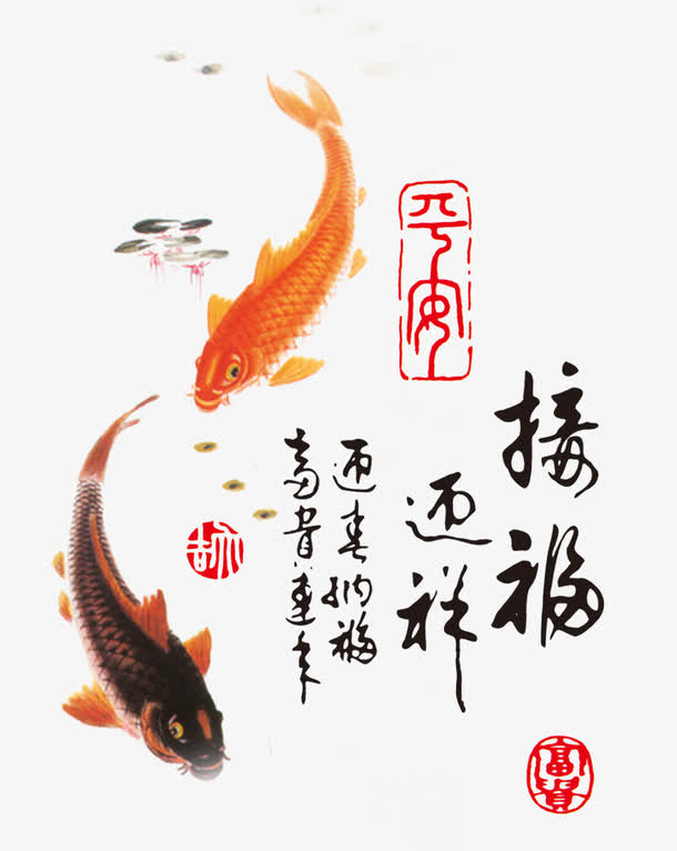 两条鲤鱼免抠