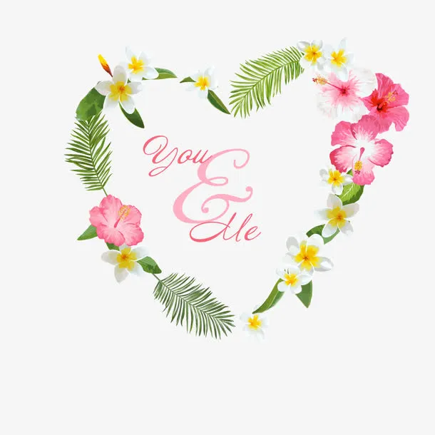 春天彩色花卉花环素材免抠