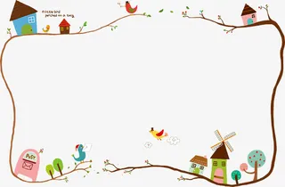 卡通儿童叶子边框免抠