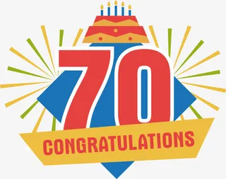 扁平化70周年纪念标签免抠