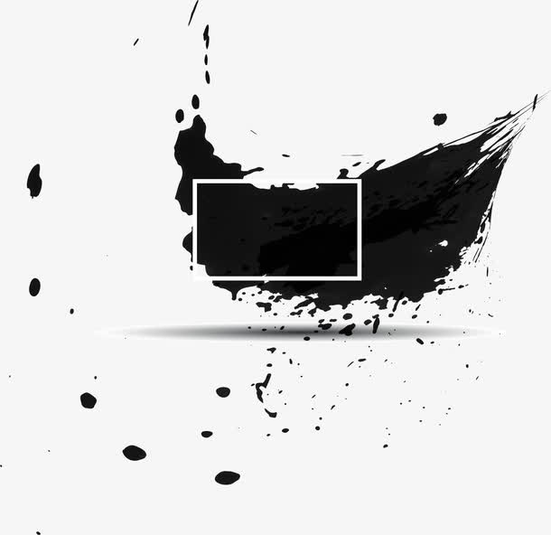 黑色简约墨迹效果元素免抠