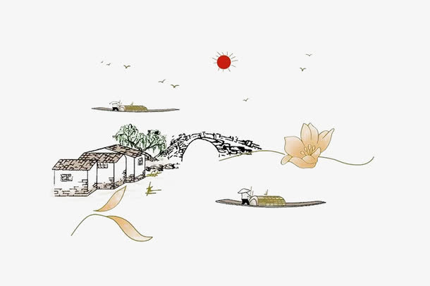 江南乡村一景免抠