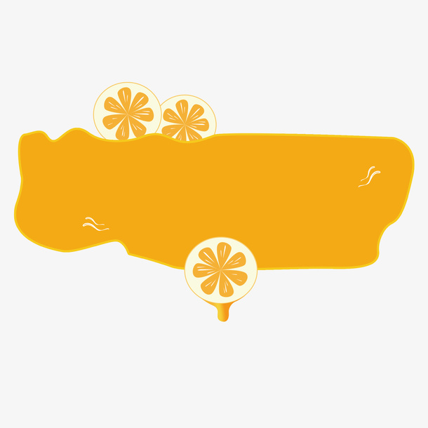 橙汁手绘卡通标题框免抠