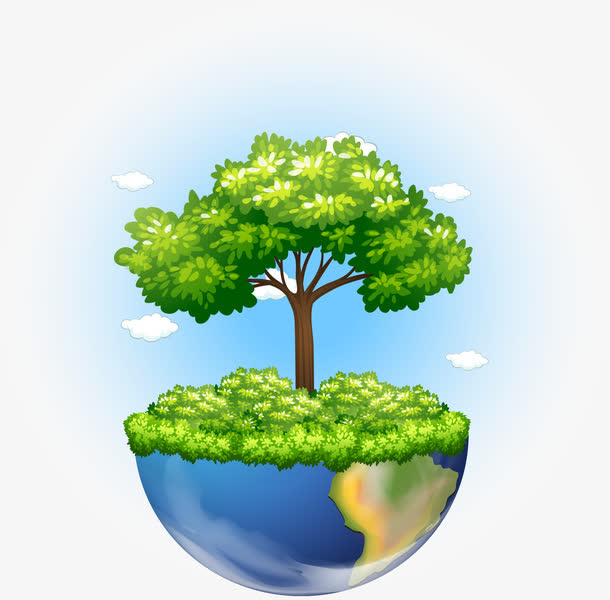 蓝色地球绿植免抠