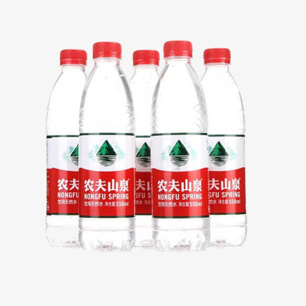 农夫山泉红盖饮用水五瓶组合免抠