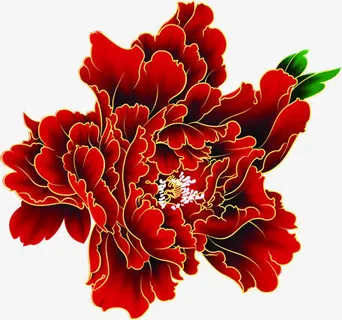 富贵花高档传统底纹免抠